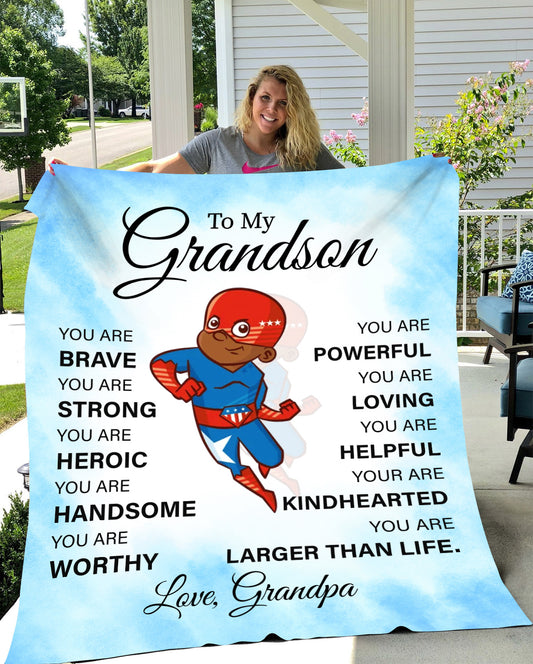 To My Grandson | You Are Brave | FLM Arctic Fleece Blanket 50x60