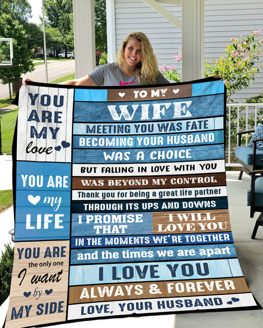 To My Wife | Meeting You Was Fate, Falling in Love Was Beyond My Control | Premium Sherpa Blanket, 50x60 and 60x80