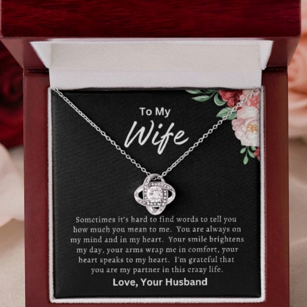 To My Wife | Happy Mother's Day, Birthday, Anniversary, Valentine's Day Gift| Love Knot Necklace