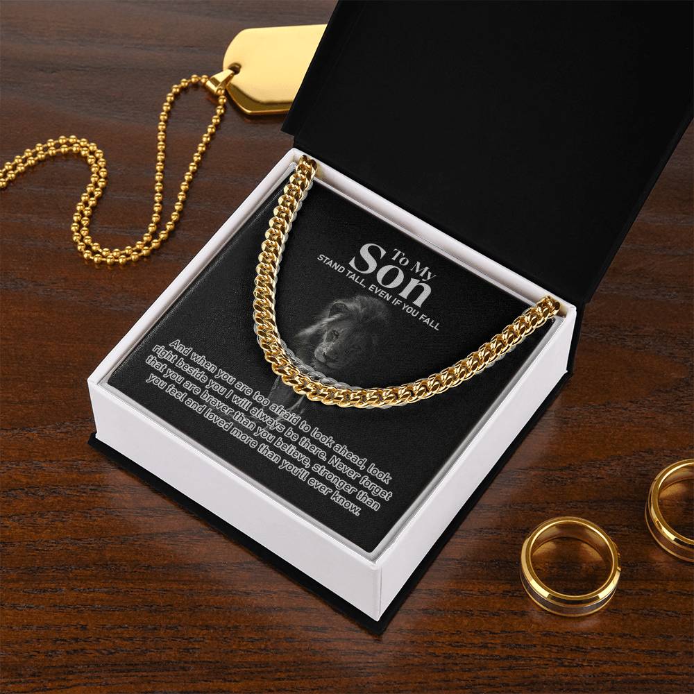 To My Son | Stand Tall | Graduation Gift | Cuban Link Chain