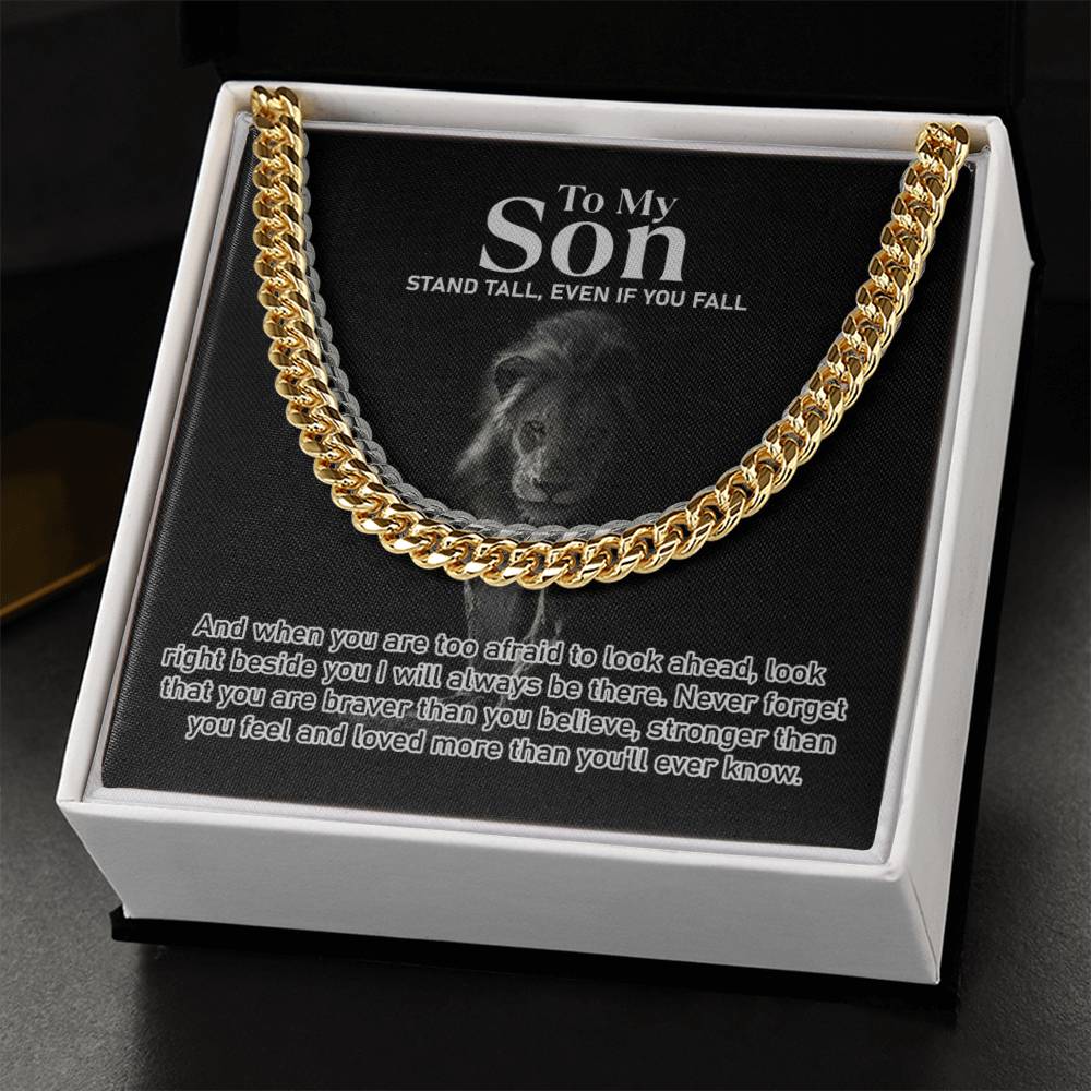 To My Son | Stand Tall | Graduation Gift | Cuban Link Chain