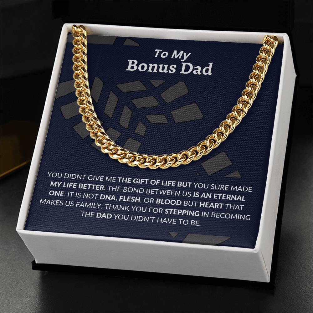 To My Bonus Dad | Happy Father's Day, Happy Birthday | Cuban Link Chain