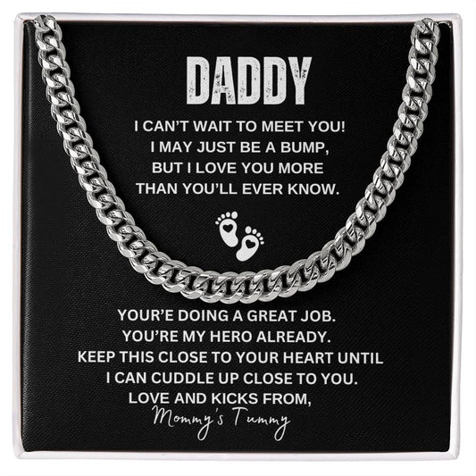 Daddy Baby Bump Gift; First Fathers Day To Be Gift | Cuban Link Chain