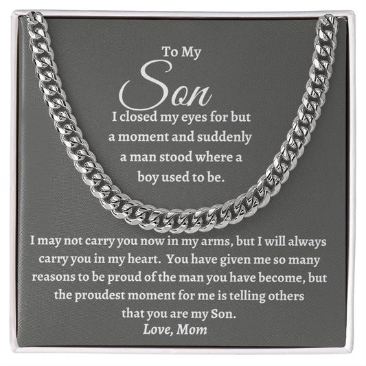 To My Son Cuban Link  Necklace | Love, Proud Mom | Christmas Gift, Birthday Gift