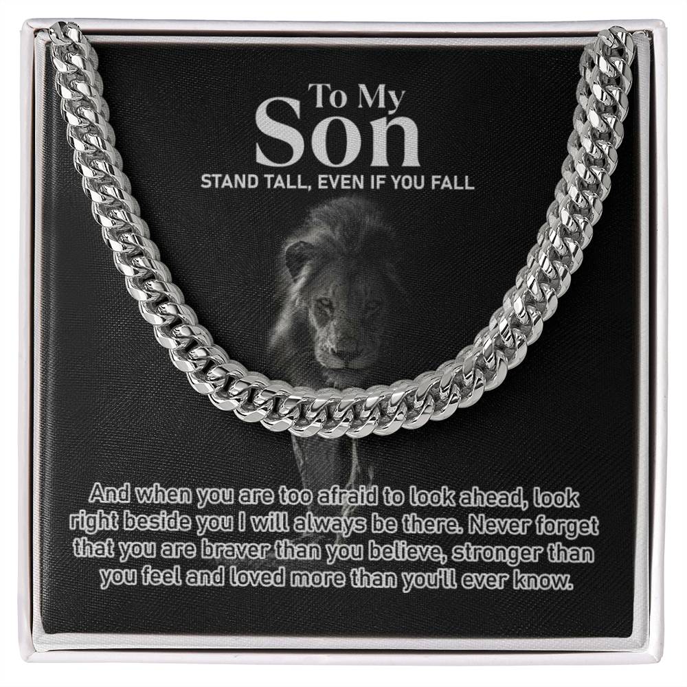 To My Son | Stand Tall | Graduation Gift | Cuban Link Chain