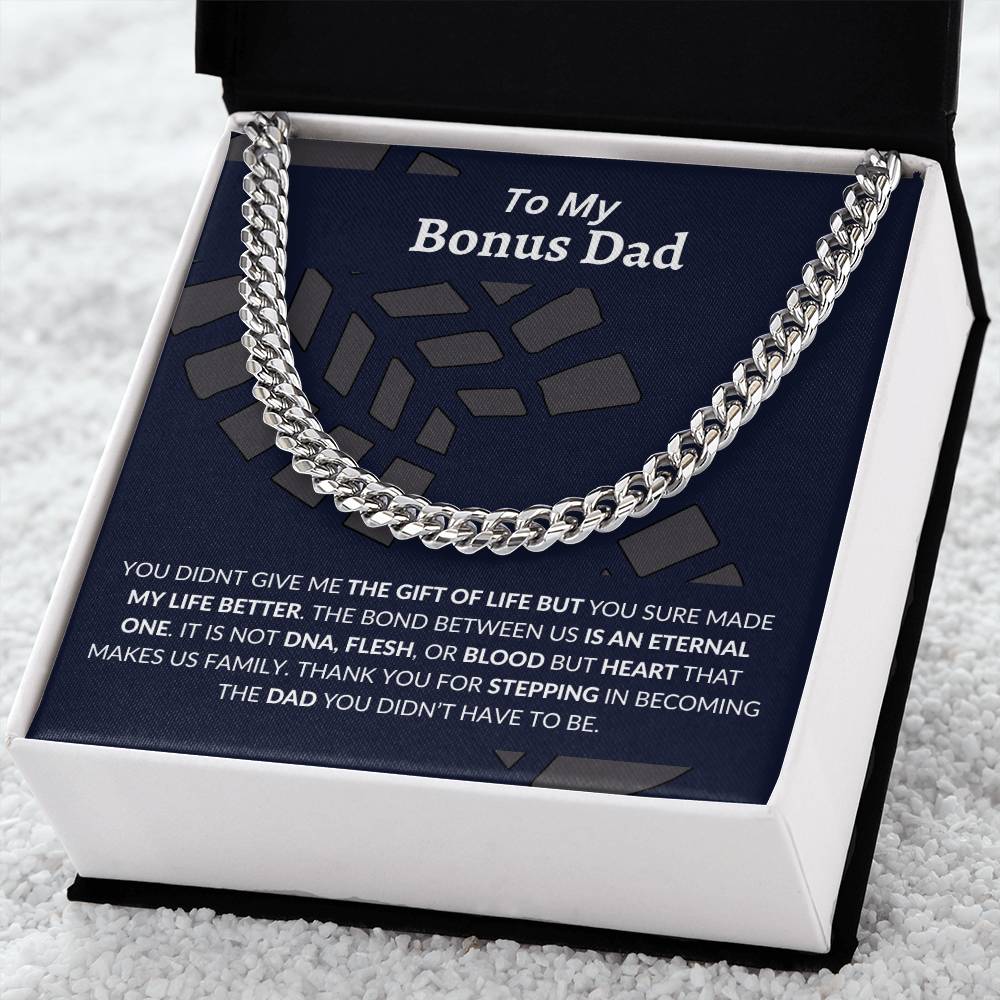 To My Bonus Dad | Happy Father's Day, Happy Birthday | Cuban Link Chain