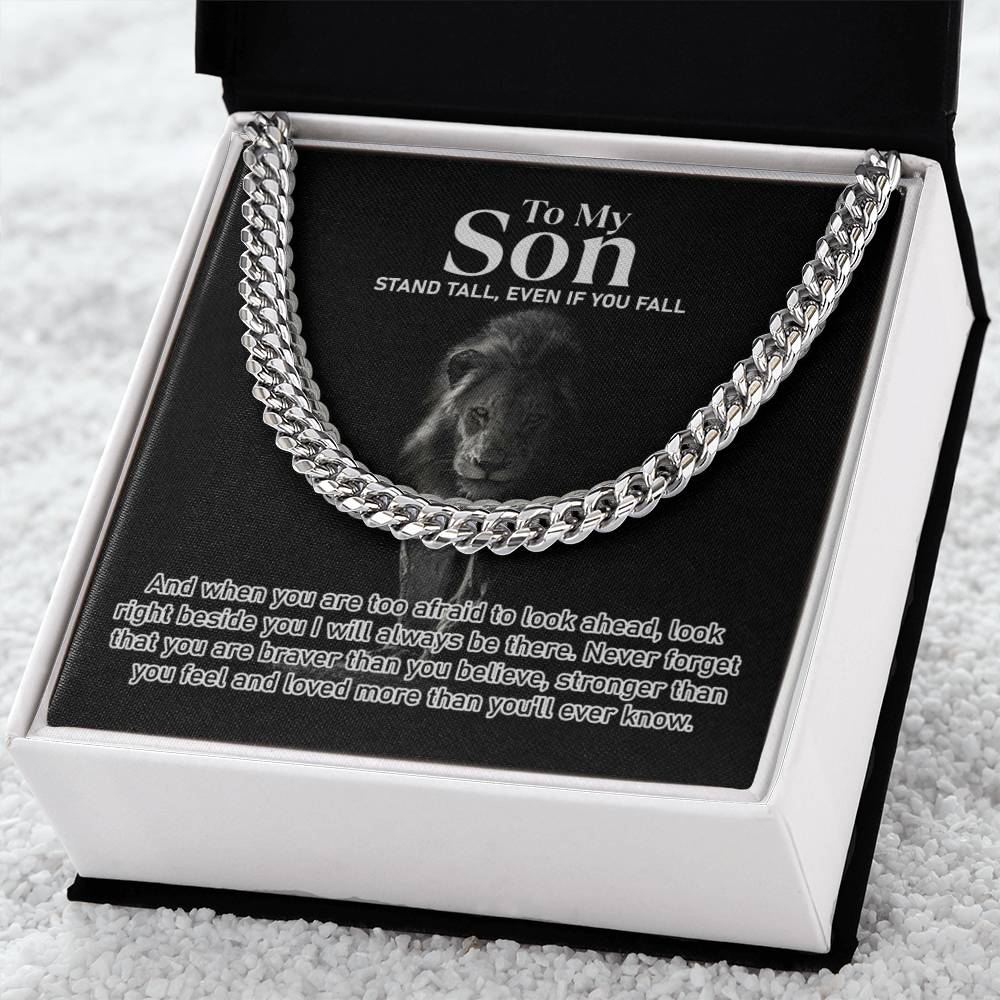 To My Son | Stand Tall | Graduation Gift | Cuban Link Chain