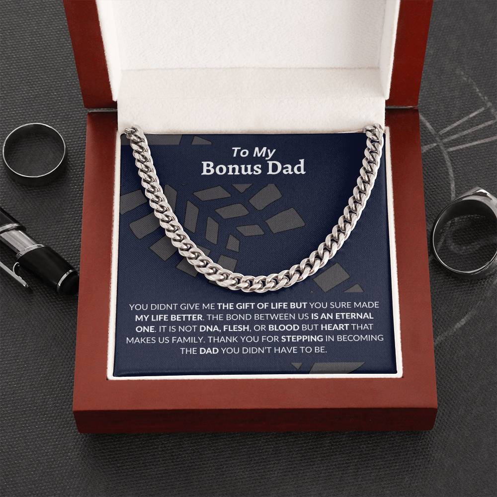 To My Bonus Dad | Happy Father's Day, Happy Birthday | Cuban Link Chain