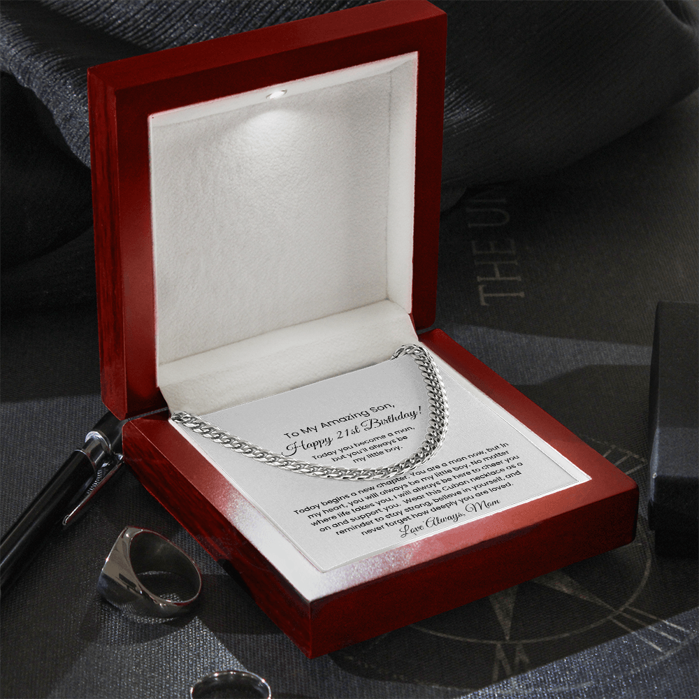 To My Amazing Son – 21st Birthday Cuban Link Necklace