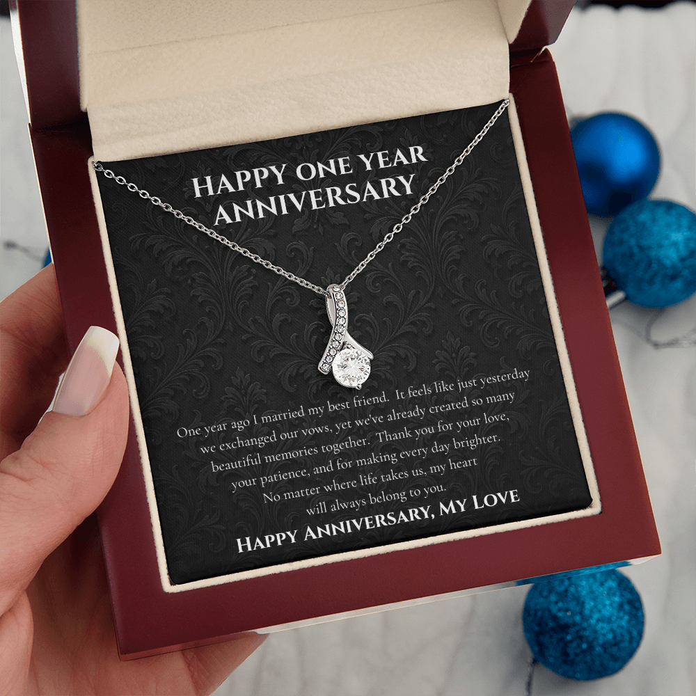 To My Wife – Happy One Year Anniversary Necklace Gift