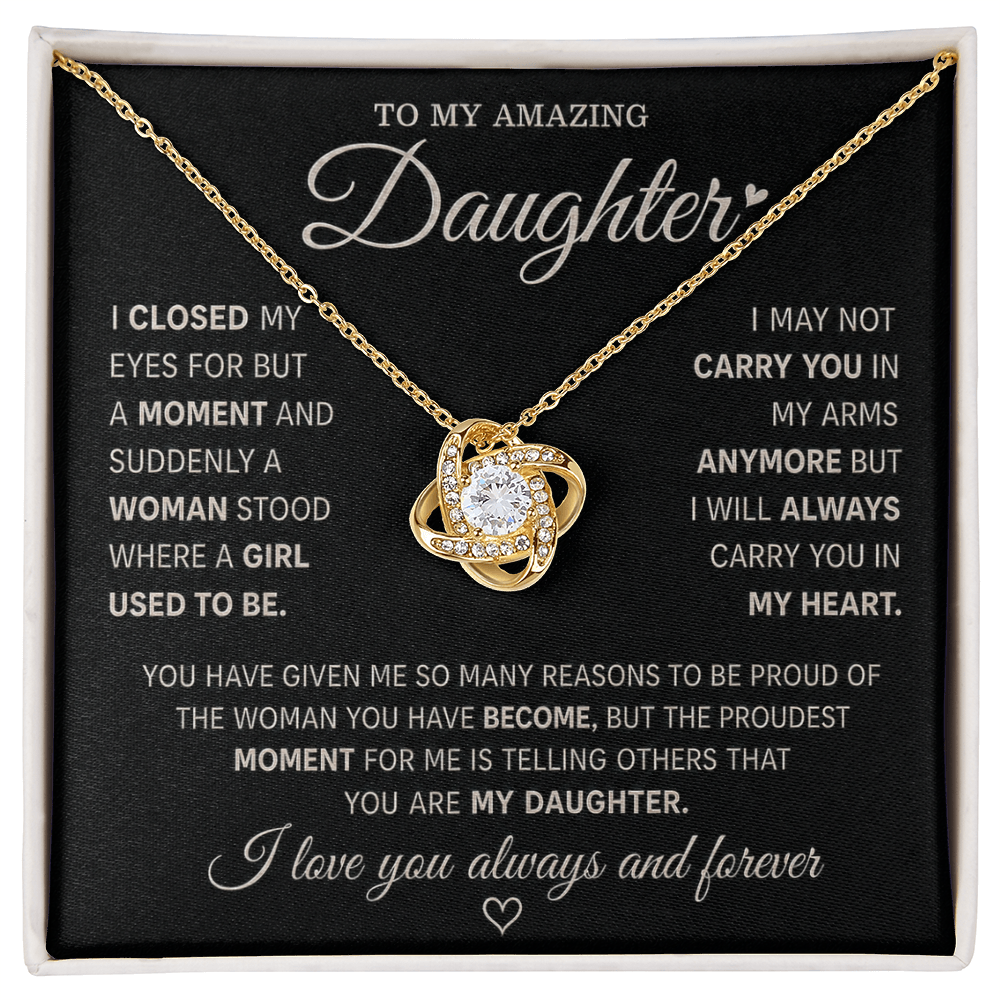 To My Amazing Daughter – Love Knot Necklace in Classic Black