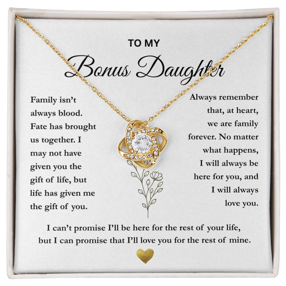 To My Bonus Daughter – The Gift of You Love Knot Necklace