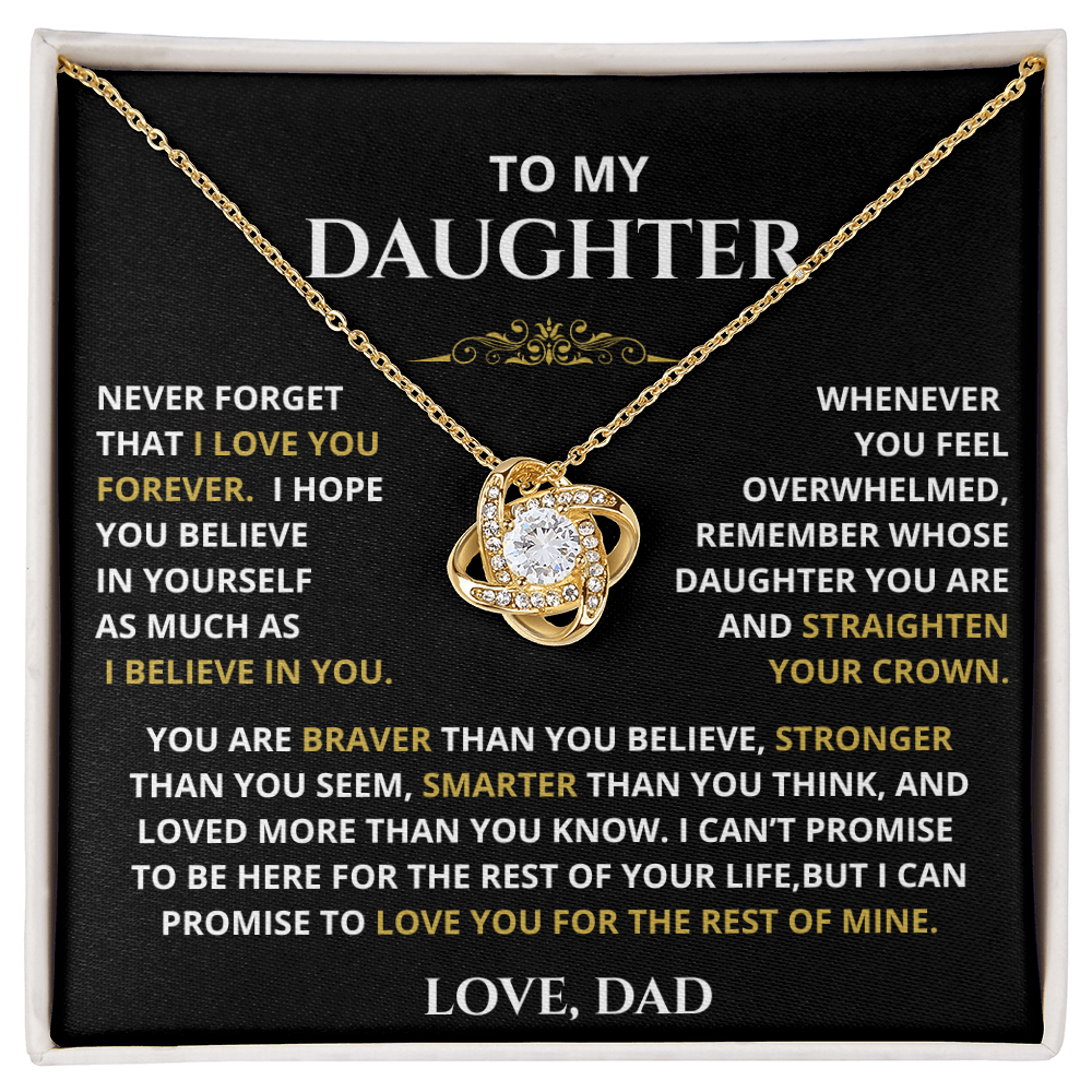 To My Daughter – Straighten Your Crown Love Knot Necklace