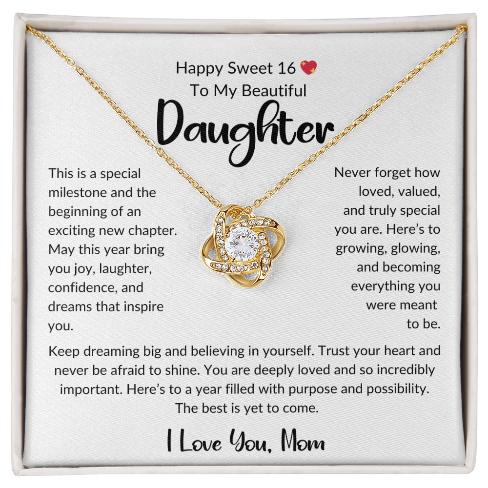 Happy Sweet 16 💖 To Our Beautiful Daughter Love Knot Necklace