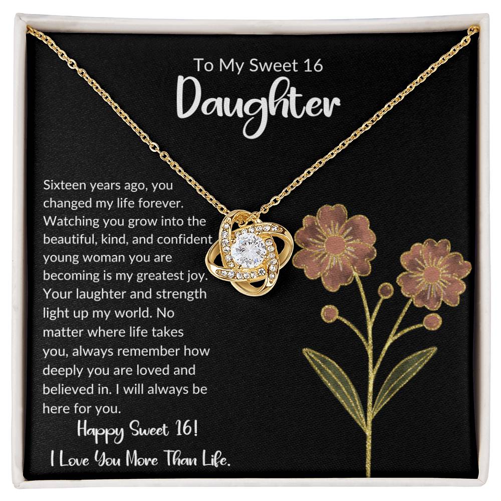 To My Sweet 16 Daughter - Love Knot Necklace