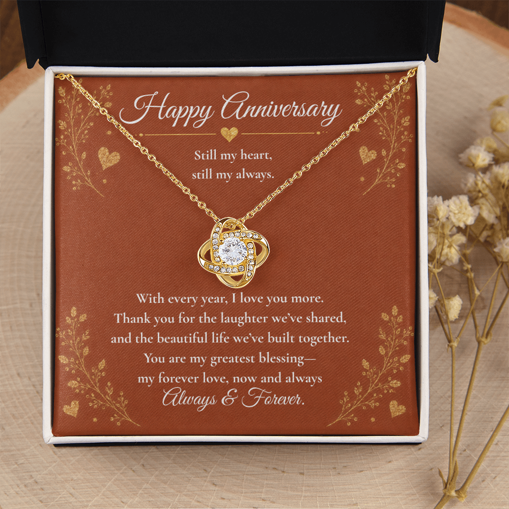 To My Wife – My Heart, My Always | Anniversary Love Knot Necklace