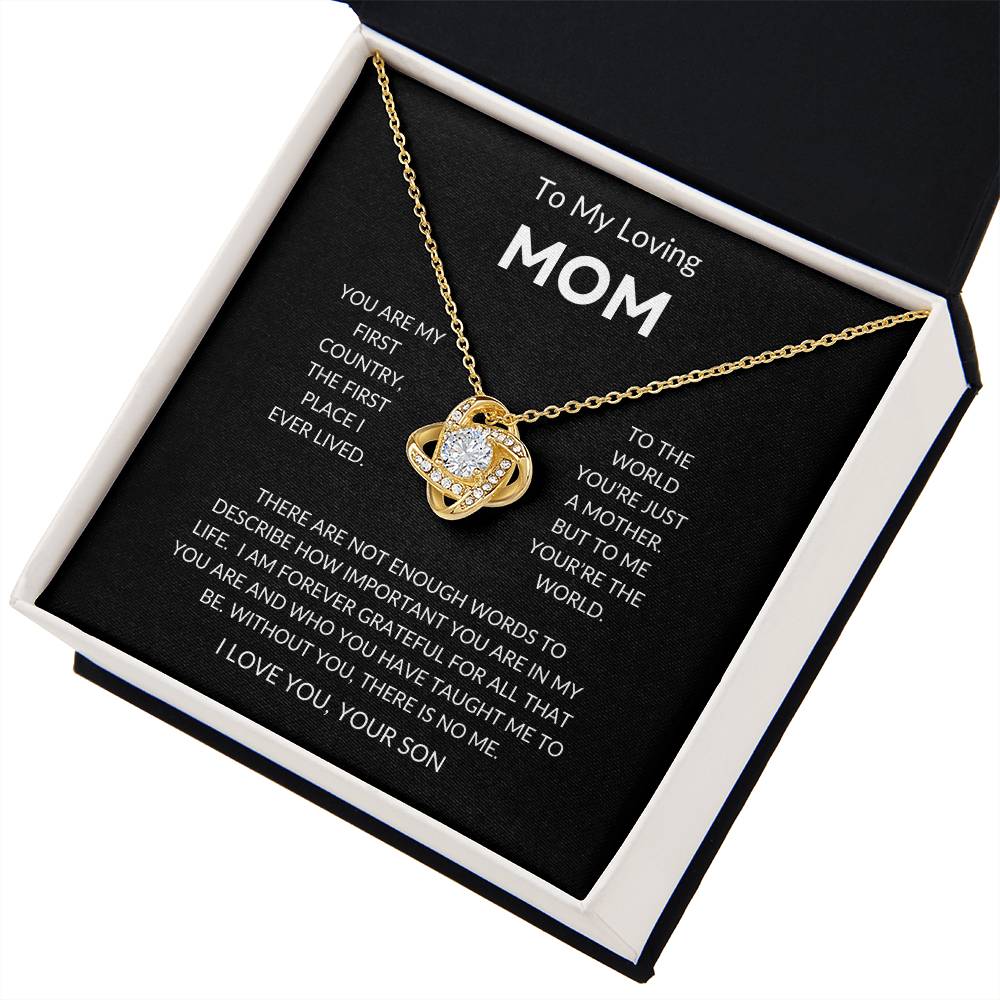 Mom - You're The World - Love Knot Necklace From Son