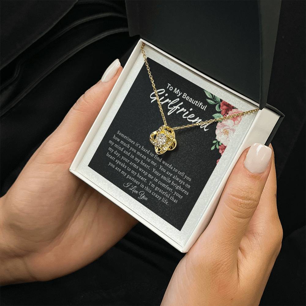 To My Beautiful Girlfriend (Mother's Day Gift, Birthday Gift, Valentine's Day Gift) - Love Knot Necklace