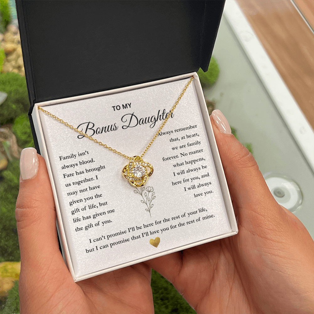 To My Bonus Daughter – The Gift of You Love Knot Necklace