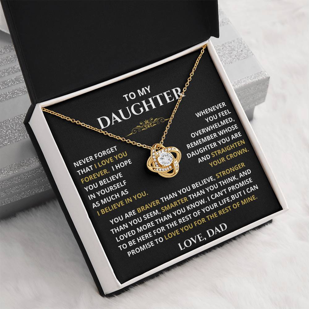 To My Daughter – Straighten Your Crown Love Knot Necklace