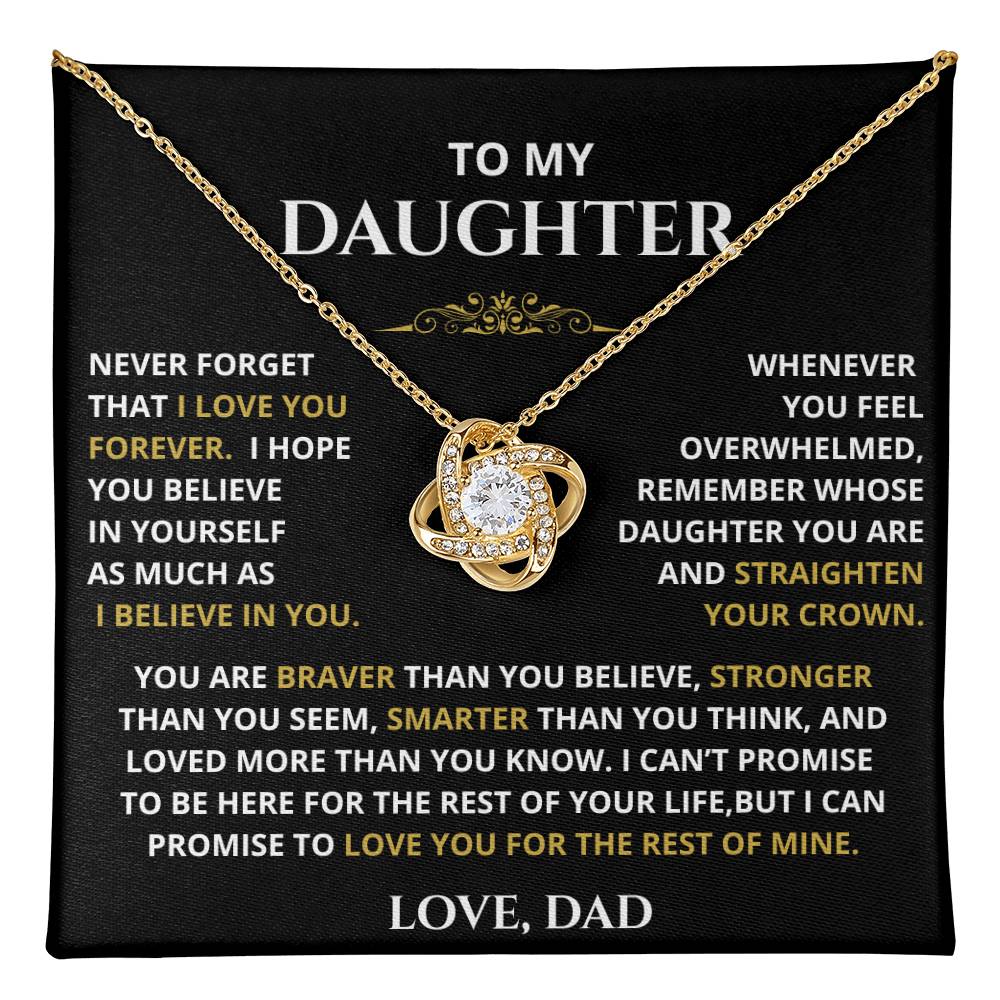 To My Daughter – Straighten Your Crown Love Knot Necklace