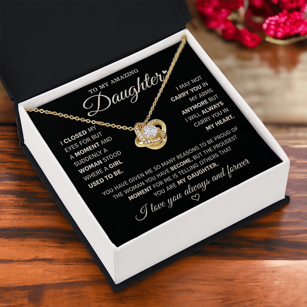 To My Amazing Daughter – Love Knot Necklace in Classic Black