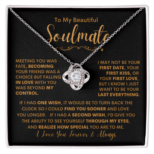 To My Beautiful Soulmate | Love Knot Necklace | Christmas Gift, Birthday Gift, Valentine's Day Gift