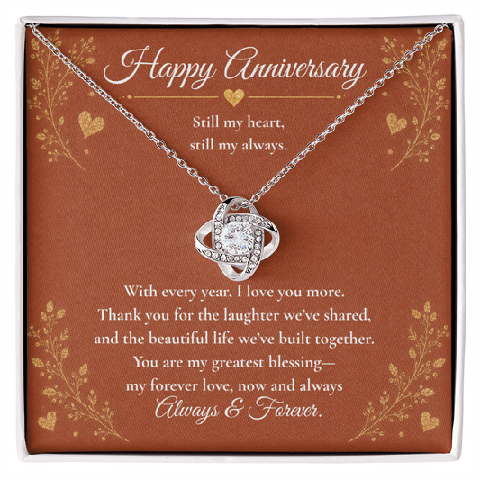 To My Wife – My Heart, My Always | Anniversary Love Knot Necklace