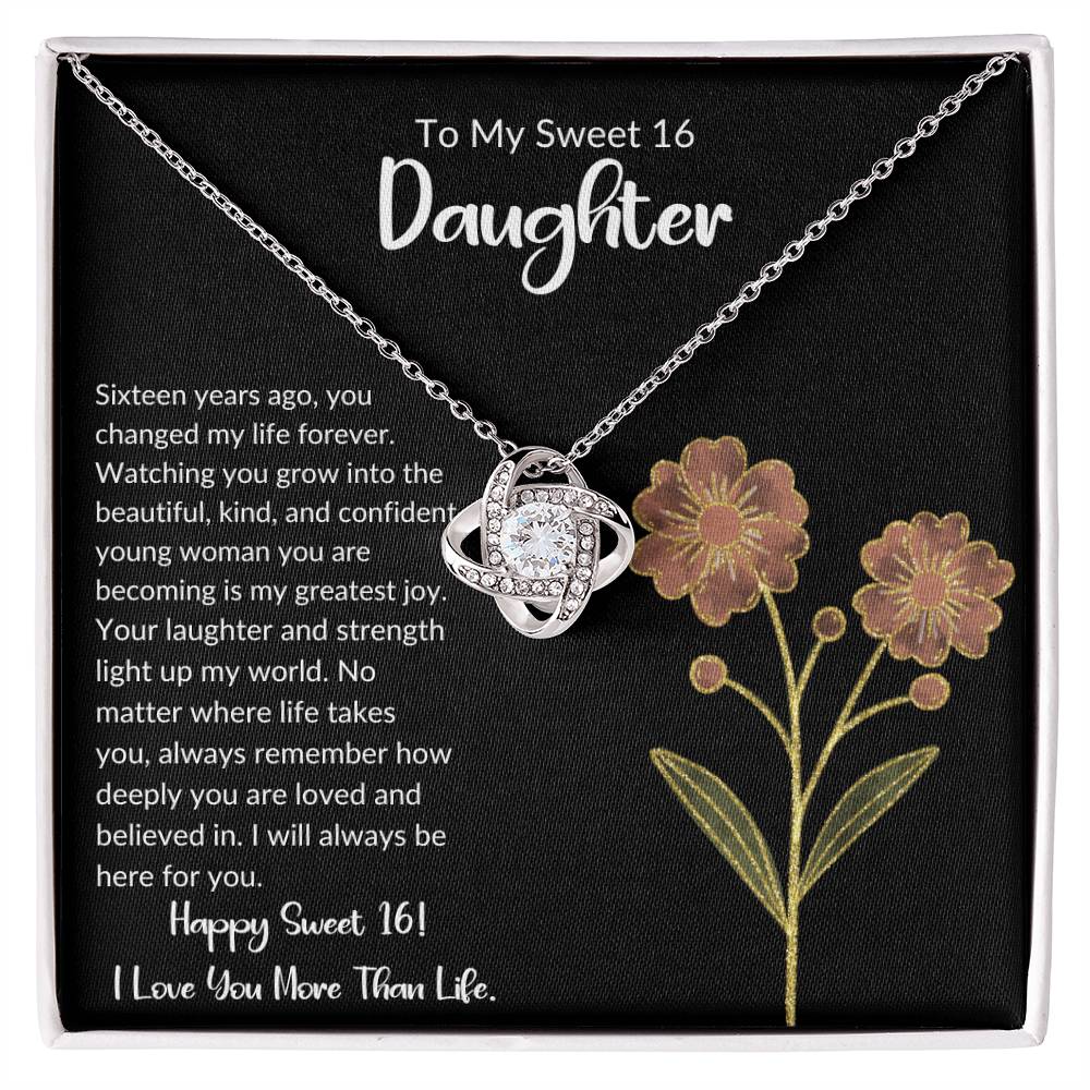 To My Sweet 16 Daughter - Love Knot Necklace