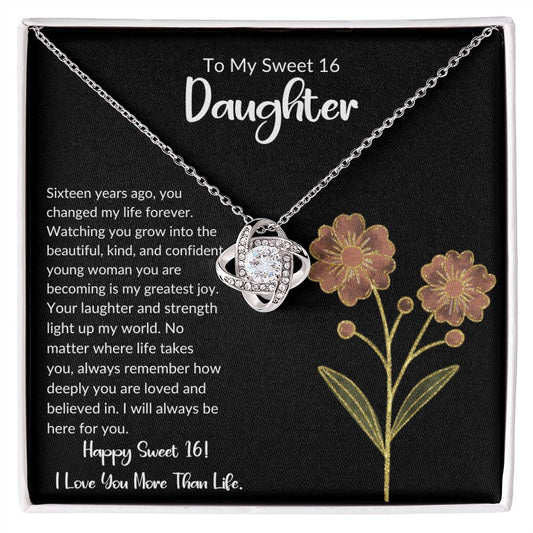 To My Sweet 16 Daughter - Love Knot Necklace