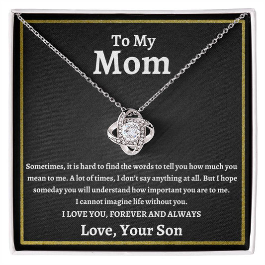 To My Mom | I Love You Forever and Always | Love Knot Necklace