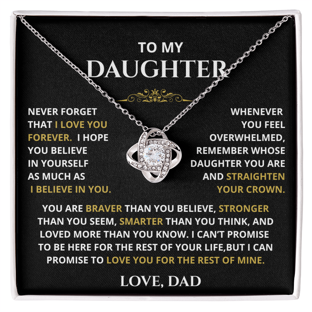 To My Daughter – Straighten Your Crown Love Knot Necklace