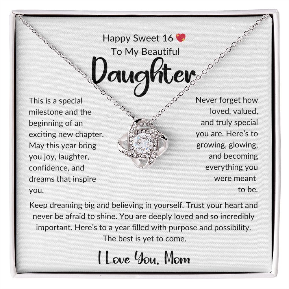 Happy Sweet 16 💖 To Our Beautiful Daughter Love Knot Necklace