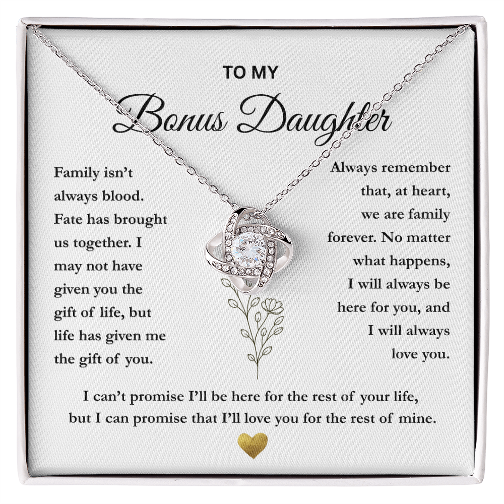 To My Bonus Daughter – The Gift of You Love Knot Necklace