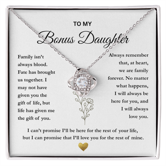 To My Bonus Daughter – The Gift of You Love Knot Necklace