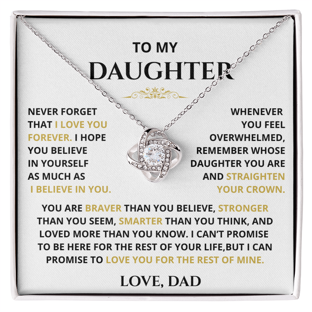 To My Daughter |  Believe in Yourself Love Knot Necklace
