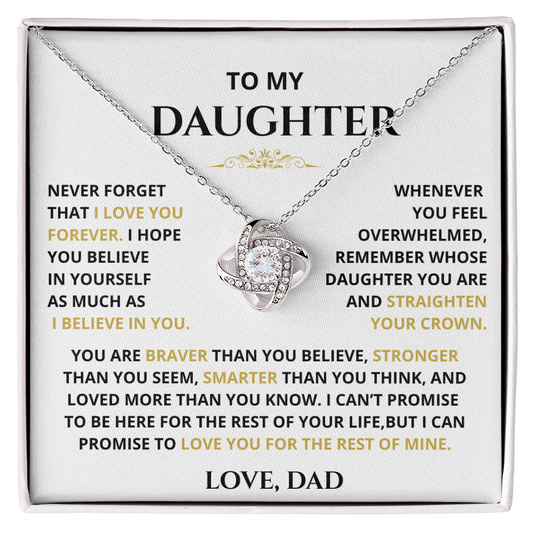 To My Daughter |  Believe in Yourself Love Knot Necklace