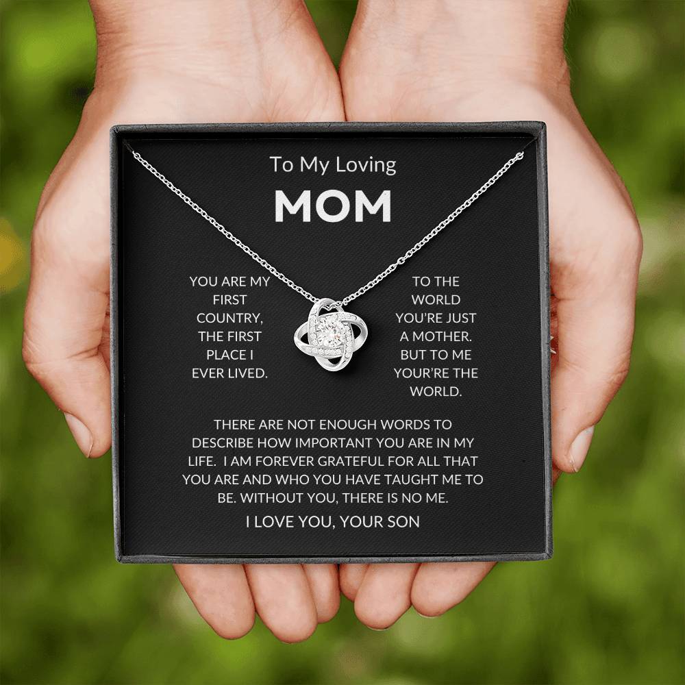 Mom - You're The World - Love Knot Necklace From Son