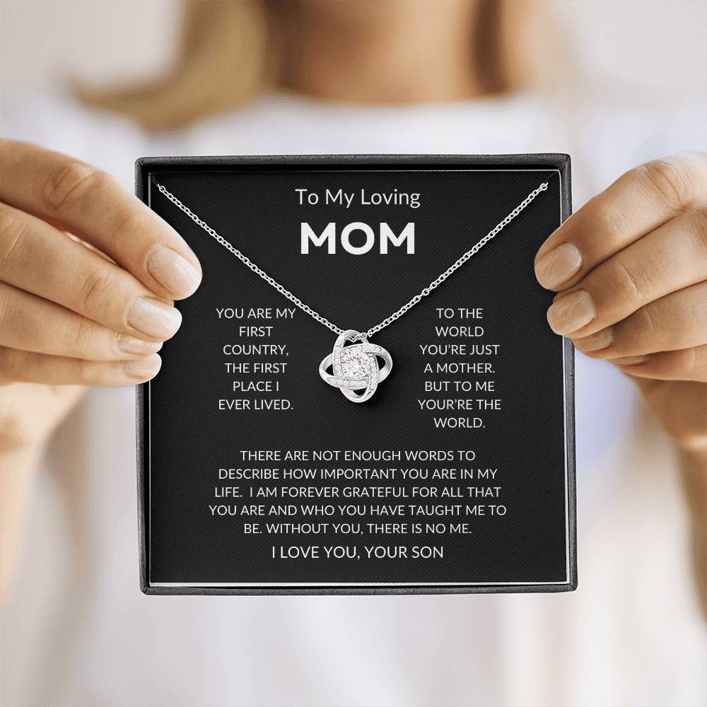 Mom - You're The World - Love Knot Necklace From Son