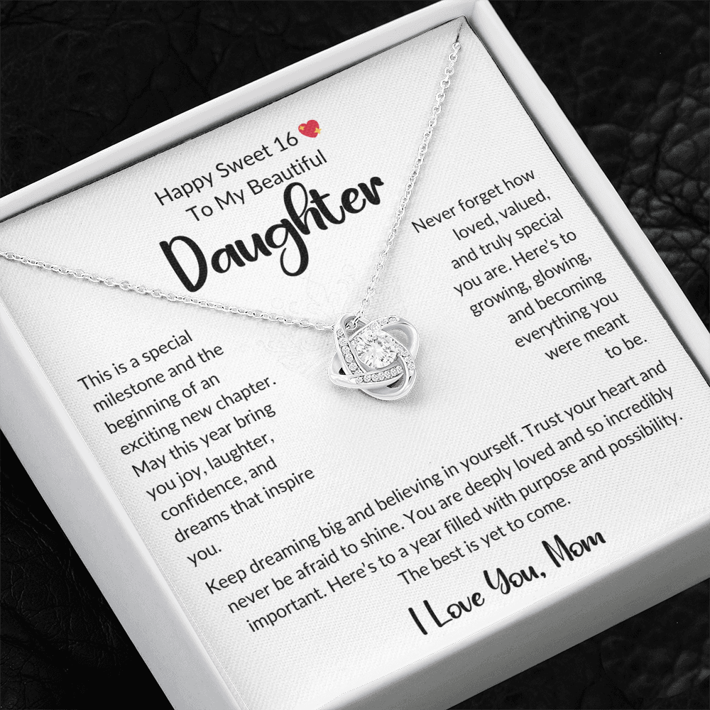 Happy Sweet 16 💖 To Our Beautiful Daughter Love Knot Necklace