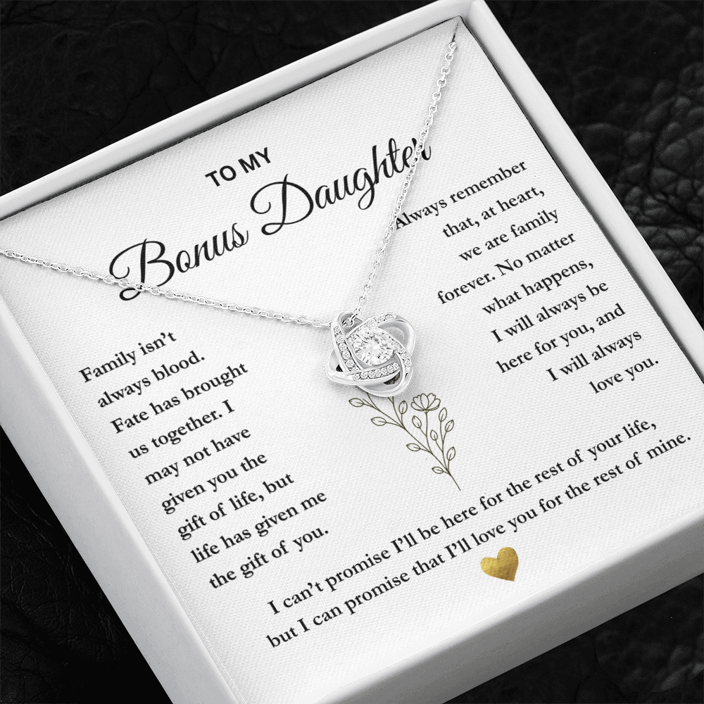 To My Bonus Daughter – The Gift of You Love Knot Necklace