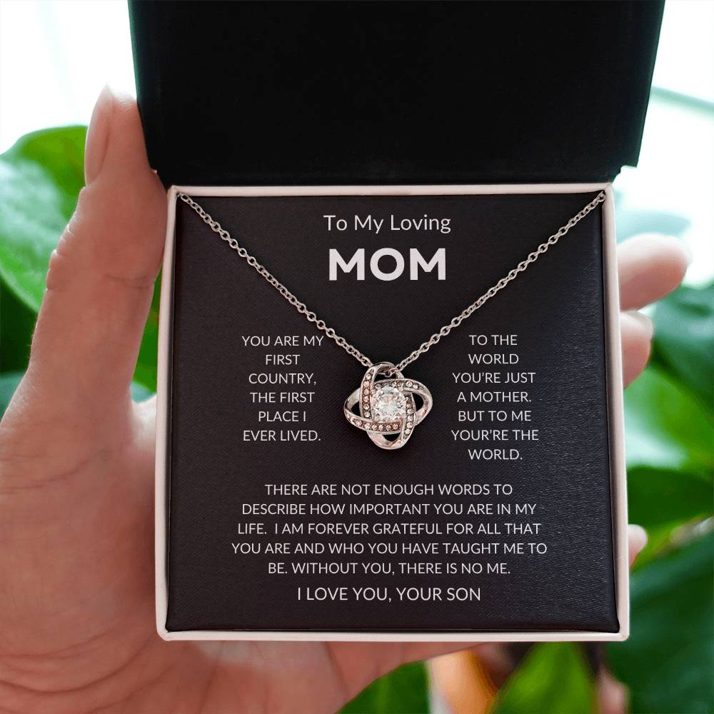 Mom - You're The World - Love Knot Necklace From Son