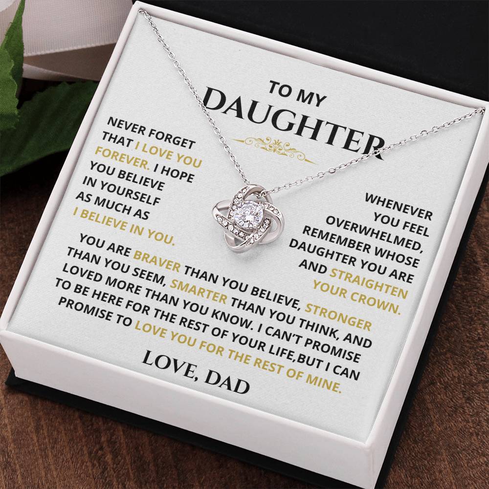 To My Daughter |  Believe in Yourself Love Knot Necklace