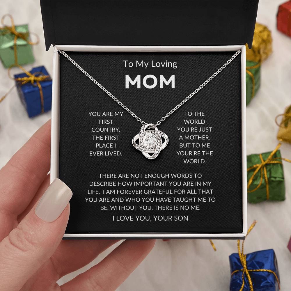Mom - You're The World - Love Knot Necklace From Son