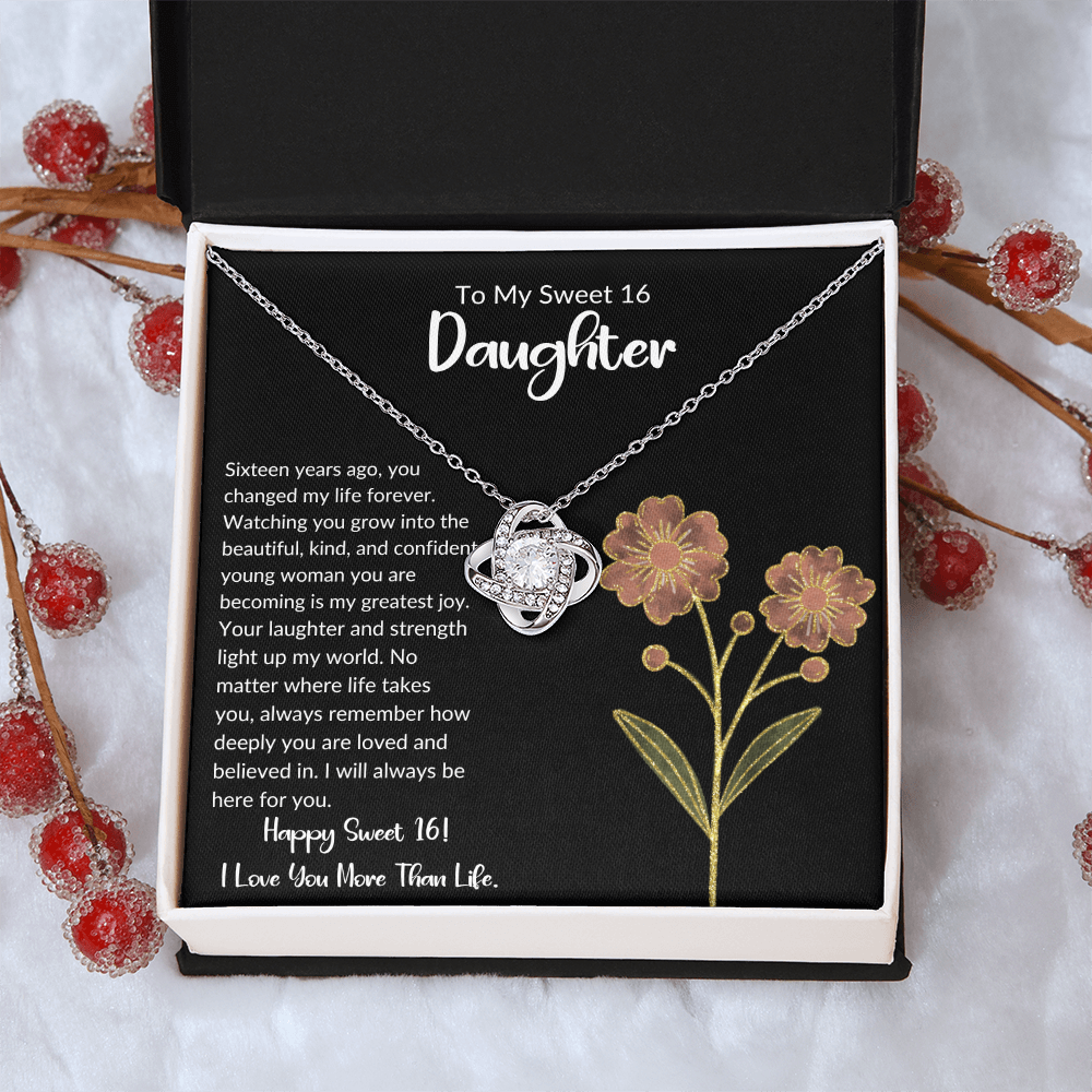 To My Sweet 16 Daughter - Love Knot Necklace