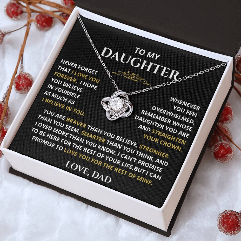 To My Daughter – Straighten Your Crown Love Knot Necklace