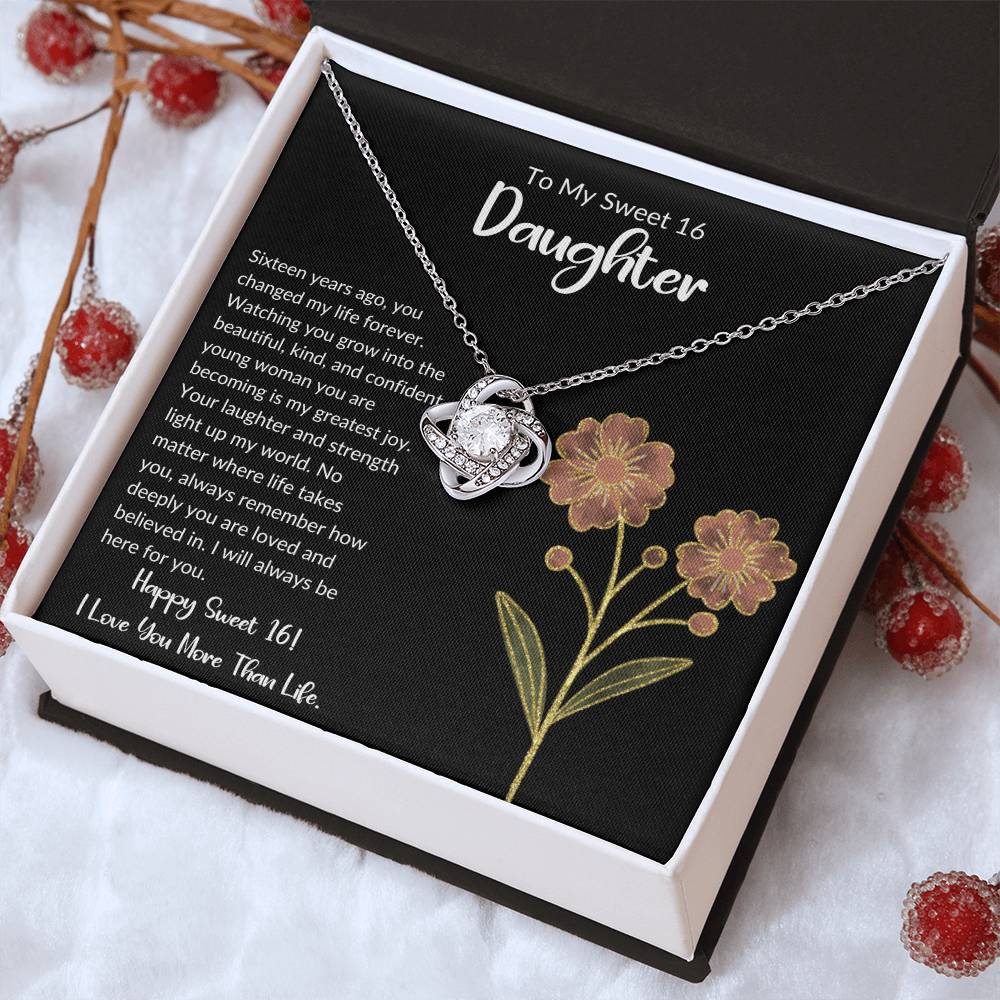To My Sweet 16 Daughter - Love Knot Necklace