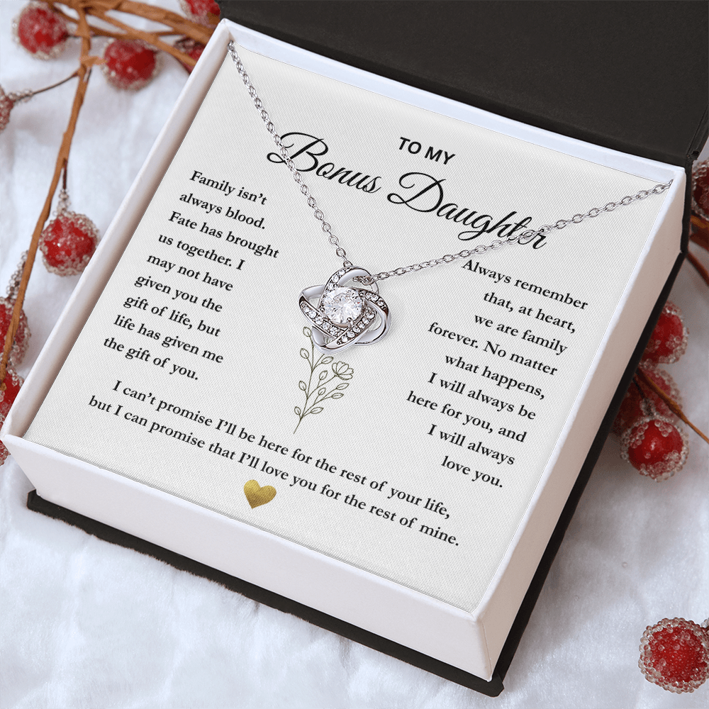 To My Bonus Daughter – The Gift of You Love Knot Necklace