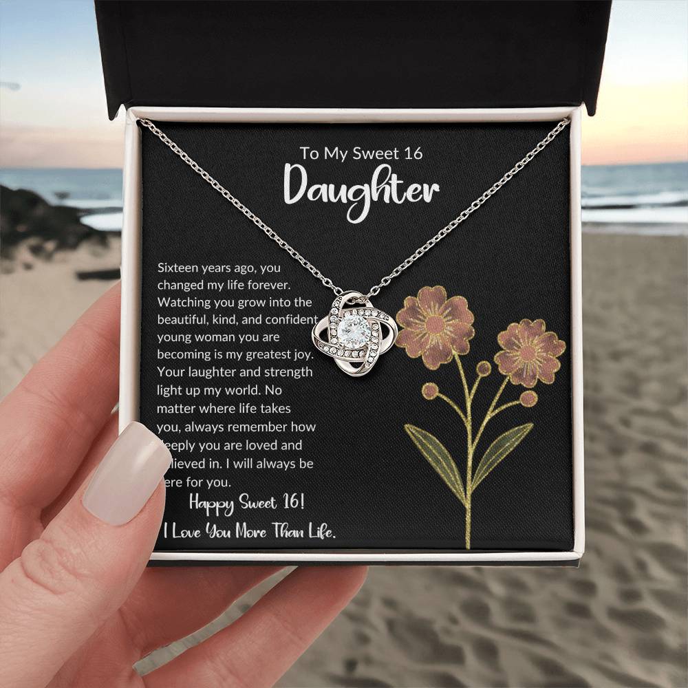 To My Sweet 16 Daughter - Love Knot Necklace