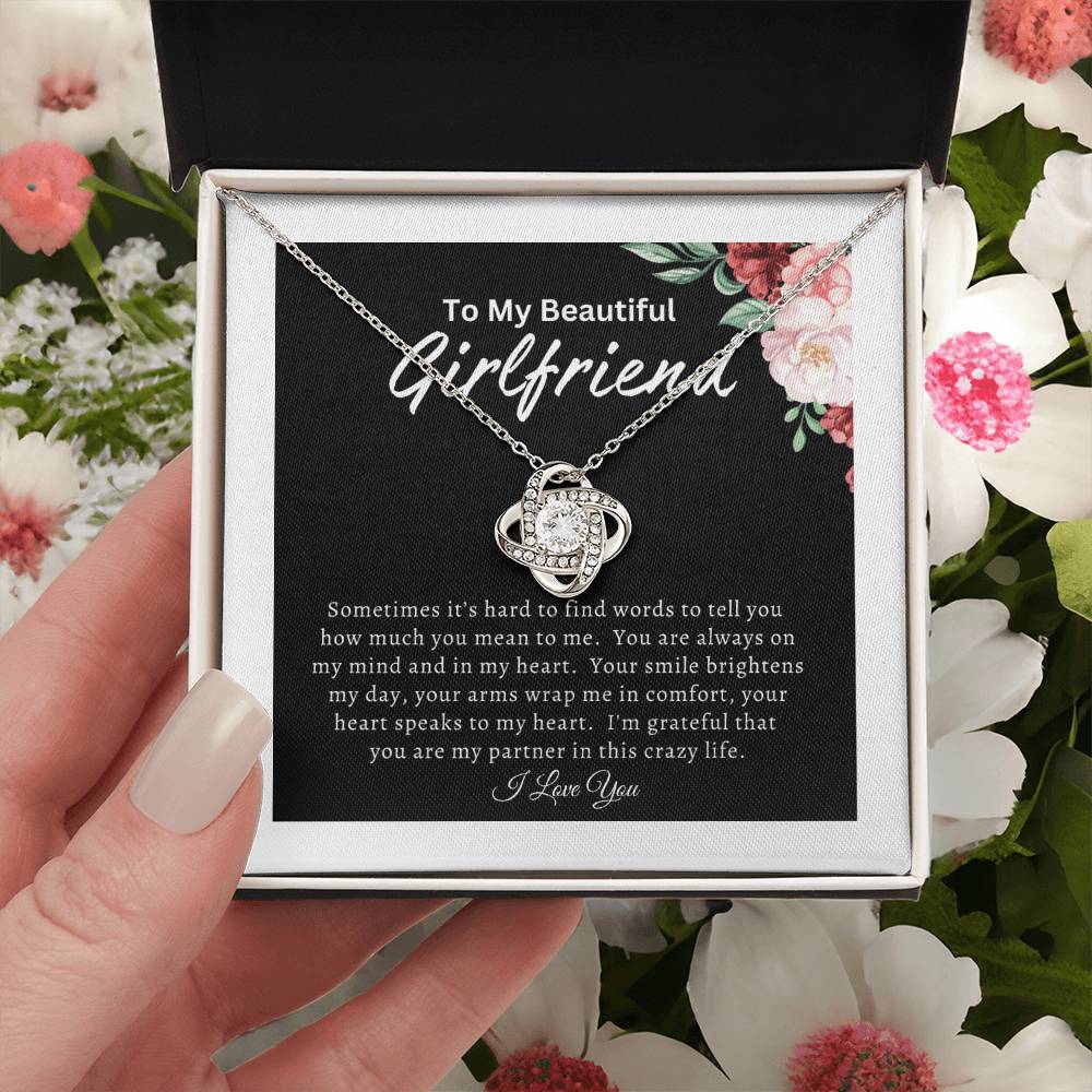 To My Beautiful Girlfriend (Mother's Day Gift, Birthday Gift, Valentine's Day Gift) - Love Knot Necklace
